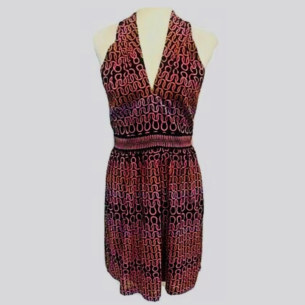 Trina Turk Chain Print Silk Halter Dress